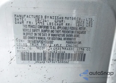 2016 Nissan Sentra S from USA, damaged, VIN 3N1AB7AP3GY328082